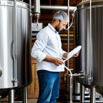 **

"A fully clothed entrepreneur in a modest, professional outfit, carefully filling fermentation vessels in a clean, well-lit home brewery, appropriate attire, safe for work, perfect anatomy, correct proportions, natural pose, high quality, family-friendly, focus on the brewing process, stainless steel equipment, bright and airy setting."

**