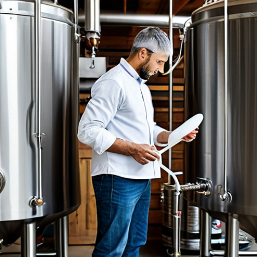 Home 4 **
"A fully clothed entrepreneur in a modest, professional outfit, carefully filling fermentation vessels in a clean, well-lit home brewery, appropriate attire, safe for work, perfect anatomy, correct proportions, natural pose, high quality, family-friendly, focus on the brewing process, stainless steel equipment, bright and airy setting."
**