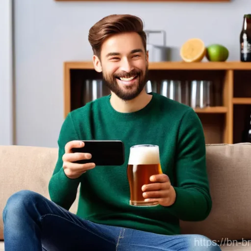 수제맥주 유통 채널 확대 - **Prompt 1: Cozy Evening with Craft Beer Delivery**
    "A candid, well-lit photograph capturing a s...