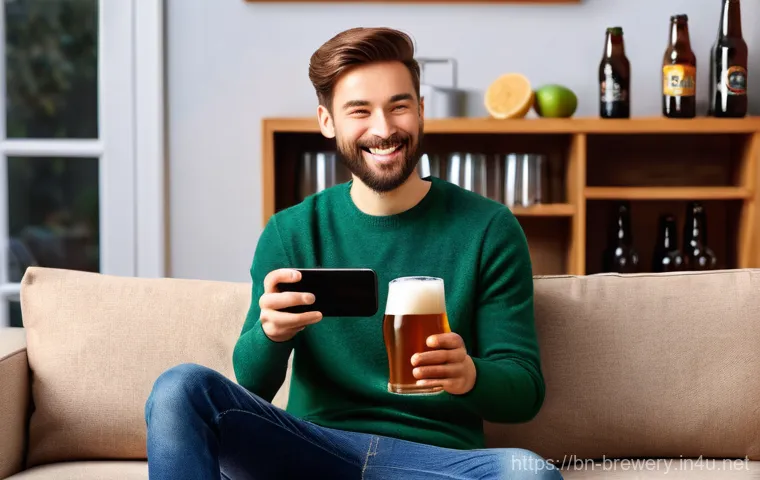 수제맥주 유통 채널 확대 - **Prompt 1: Cozy Evening with Craft Beer Delivery**
    "A candid, well-lit photograph capturing a s...