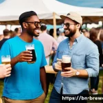 수제맥주와 비건 문화 - **Prompt:** A lively outdoor craft beer festival bustling with diverse adults over 18 years old, all...