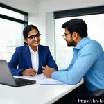 수제맥주 판매점과 협력 - A professional business meeting scene between a Bengali-speaking technical product seller and a part...