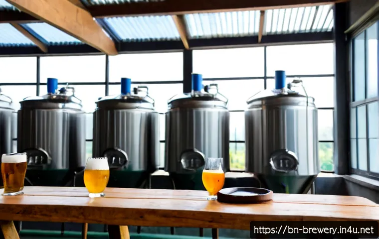 Home 17 수제맥주와 지속 가능한 양조 - Photorealistic small-batch craft brewery in Bangladesh, a skilled brewer in clean work clothes check...