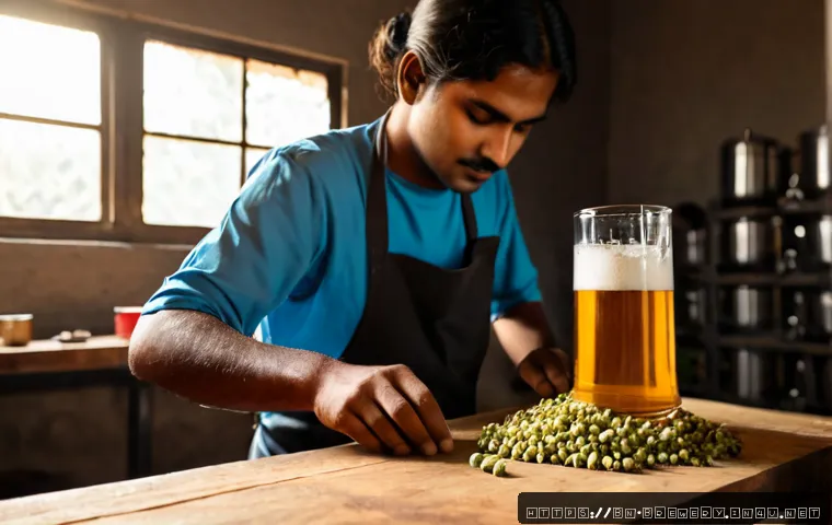 수제맥주와 맞춤형 제작 - Photorealistic small-batch craft brewery in Bangladesh, skilled brewer wearing a clean apron careful...